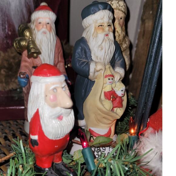 3" Vintage Homemade Wood Carved Big Nose Santa - Picture 16 of 16